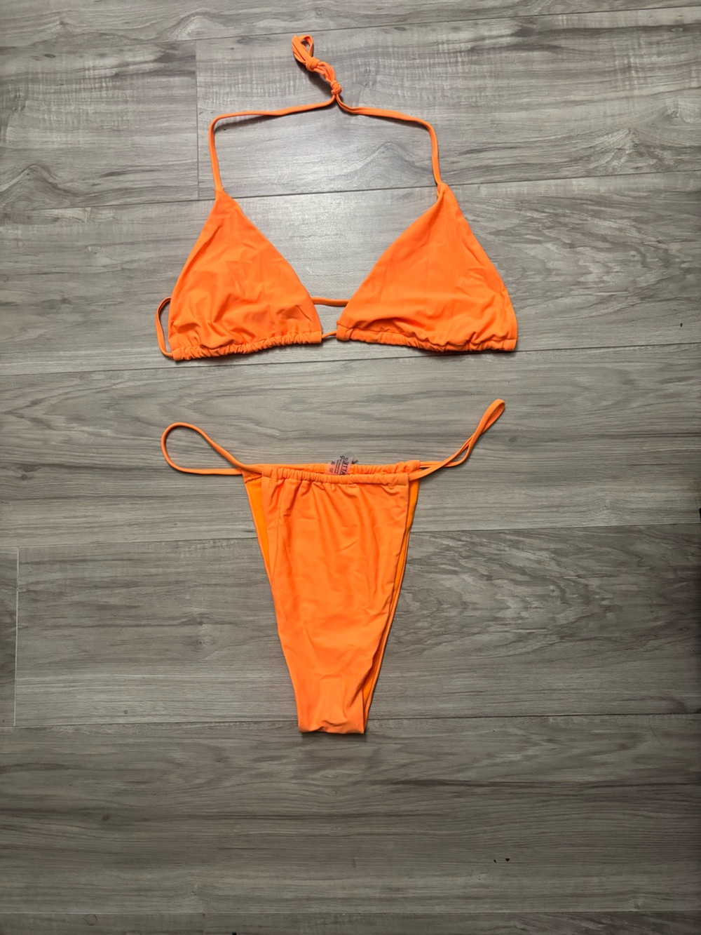 Matte Collection Swim Orange Triangle Bikini Top and Bottom